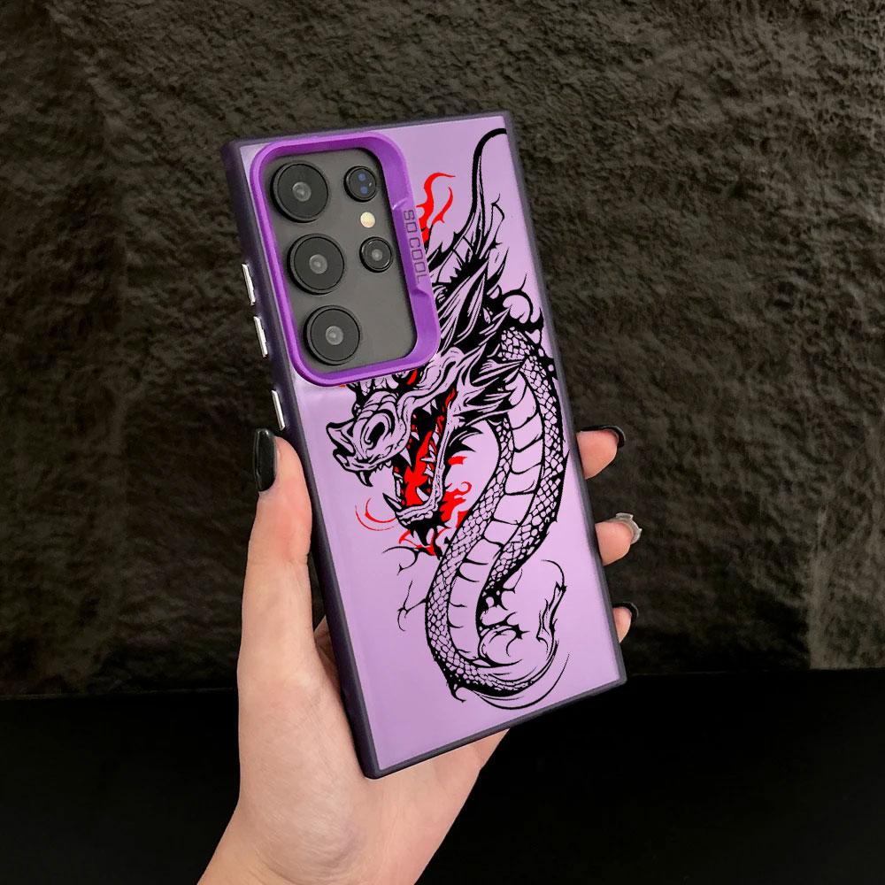 Fashion Black Dragon Pattern Case For Samsung S26 S25 S24 Ultra Cases For Galaxy S23 S22 S21 FE S20 Ultra S26 Plus Phone Cover