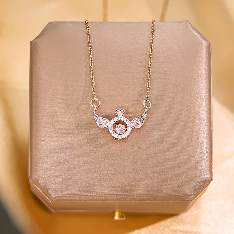 Golden Luxury Diamond Titanium Steel Necklace Women Fashion Slim Waist H Pendant Collarbone Chain