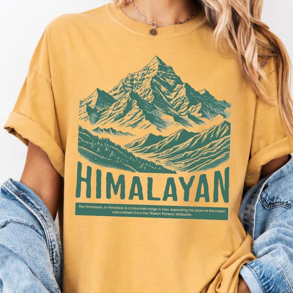 Himalayan Mountain Shirt, Vintage Mountain Graphic Tee, Hiking Adventure T-Shirt, Nature Lover Outdoor Apparel