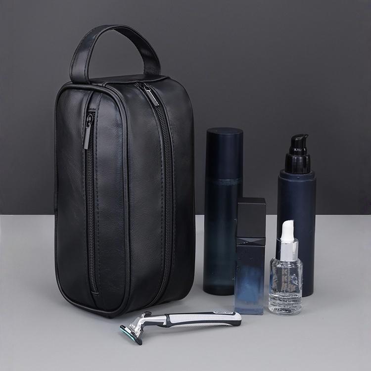 Men's Storage Bag Organizer Travel Business Trip Outdoor Toiletry Bag PU Portable Handheld Cosmetic Bag Large Capacity