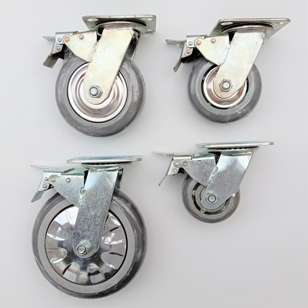 Gray Heavy Duty Silent Swivel Rubber Caster Wheel