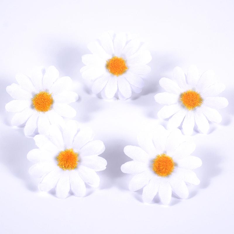 50PCs Dasiy Artificial Flowers 3.5cm Fake Flower Head For Home Wedding Garden Decoration DIY Bride Wreath Accessories Gift Craft