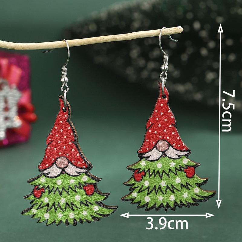 Personalized Jewelry Christmas Alloy Stud Earrings Christmas Hat Elk Point Diamond Christmas Tree Gingerbread Man Earrings