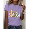 Women's T Shirt Graphic Letter Stylish Classic Casual Short Sleeve Round Neck Regular Tops  Summer