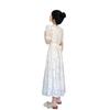 French White Lace Bubble Sleeve Dress Women's Summer New High-end Waist Gentle Short-sleeved Long Skirt