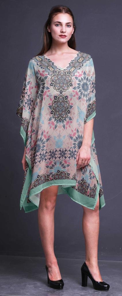 Phagun Womens Short Beach Kaftan Beachwear Bikini Coverup Midi Dress-4X-5X