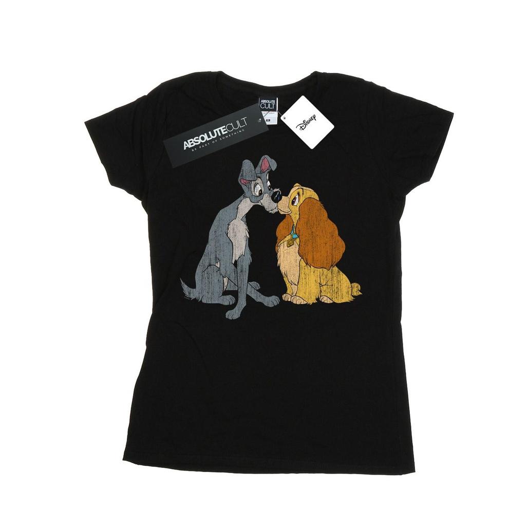 Disney Womens/Ladies Lady And The Tramp Distressed Kiss Cotton T-Shirt