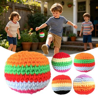 Handgehäkelter Fußsack, Weiche gestrickte Jonglierbälle für Kinder, Buntes Wurfspiel für Vorschulkinder im Freien