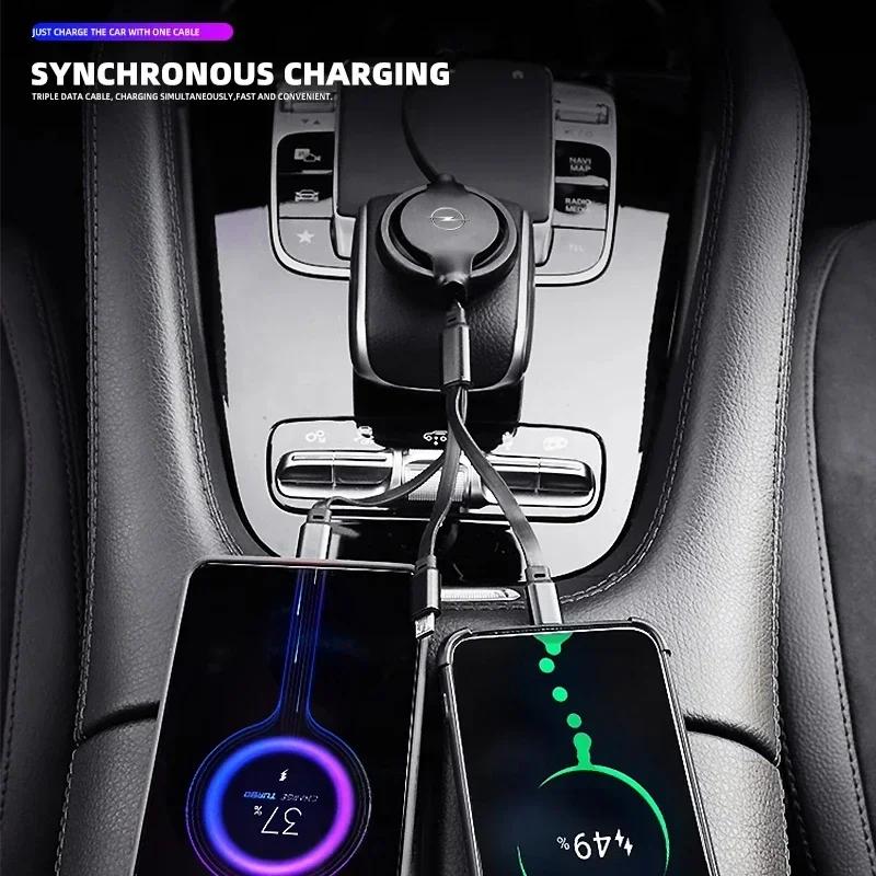 Car Interior Fast Charging Cable 3-in-1 Telescopic Charger for Opel OPC Astra Insignia Mokka Zafira Corsa Vectra C D Antara Car