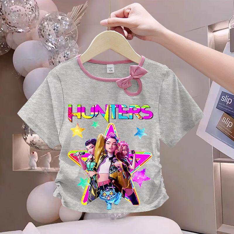 Girls' Fashionized Witch-Hunting Girl Group Top - Summer Children's Round-neck Short-sleeved Pure Cotton T-shirt