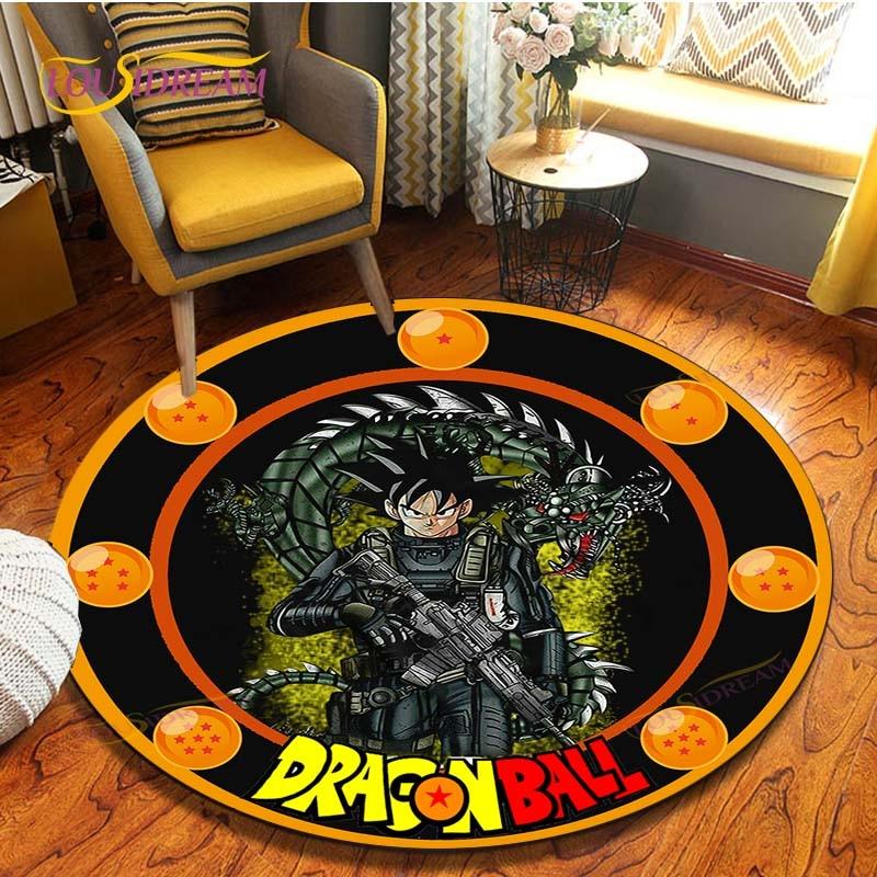Anime Dragon Ball Goku Round Carpet  Living Room Non-slip Chair 3d Carpet Home Decor Tapis Salon Rugs Mats