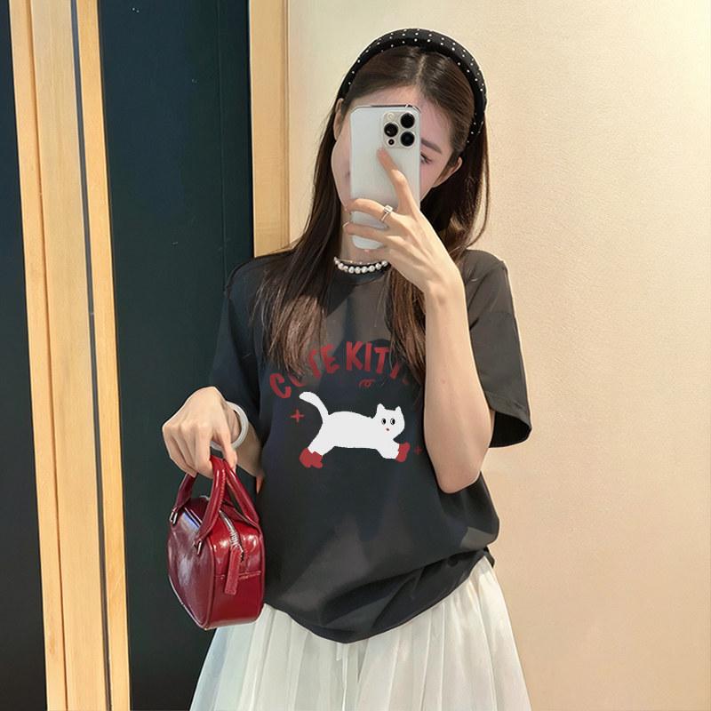 

Plus Size Women s Retro Cotton Short Sleeve T-Shirt - Summer 2026 Collection 3XL [156-170 jin] темно-серого