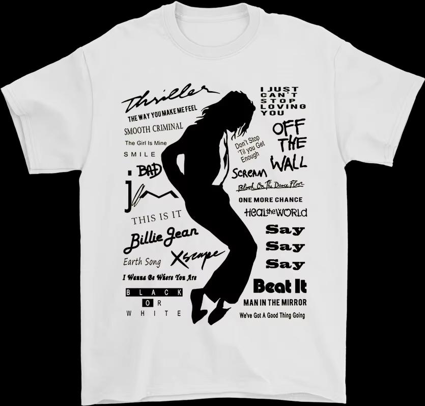 2026 HOT SALE Black or White - Michael Jackson MJ New Men's T-Shirt Unisex O-Neck Cotton Short Sleeve Women Oversized Y2k Popular Fashion Tee Top
