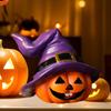 Indoor Outdoor Halloween Pumpkin Ornament Witch Hat Design Retro Cute Pumpkin Figurine Table Festival Decoration