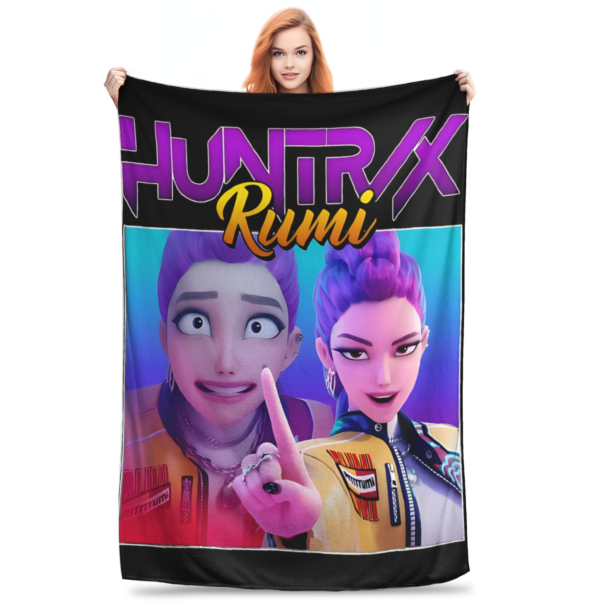 

Huntrix Rumi Anime K-Pop Demon Hunters Blanket Soft Print Plush Throw Blanket For Bedroom Picnic Flannel Bedspread Bed Cover 30x40in