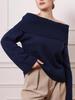 Russian Women's Early Spring Off-the-Shoulder Knit Sweater
