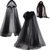 Svart brudeskjerf Heks Vampyr Cosplay Kappe Halloween Dobbel Kappe Spillfest Kostyme Rekvisitter Ferie Utkledning