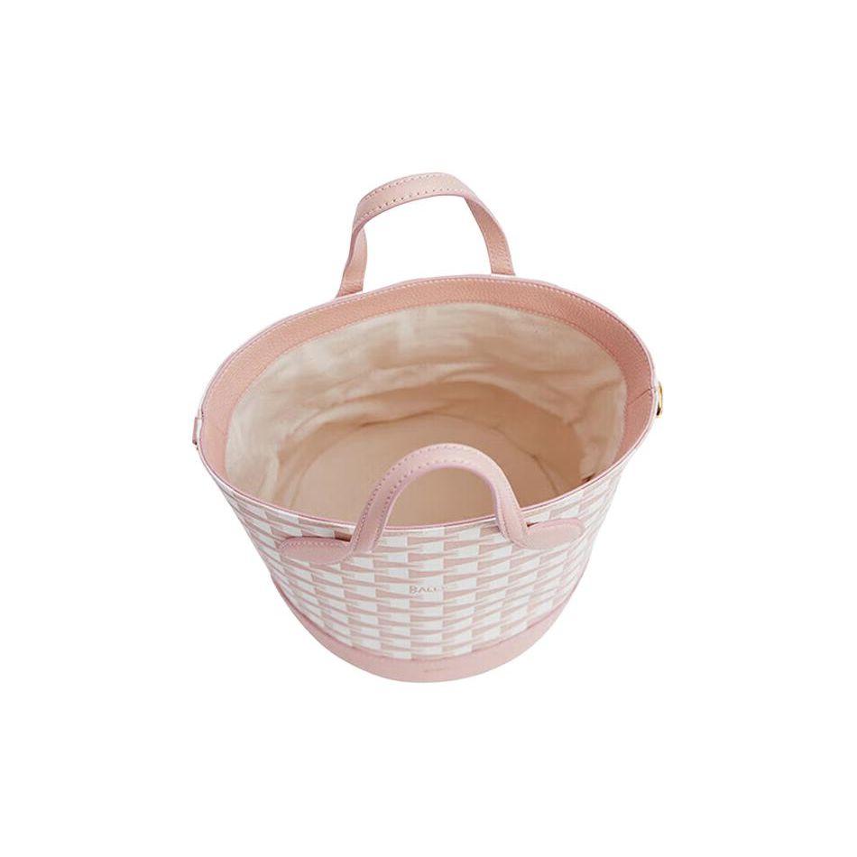 Bally Pennant Series Fashion Versatile Geometric Pattern Leather And Synthetic Leather Bucket Bag Women Bags Pink 6304740