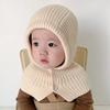 Autumn And Winter  Solid Color Warm Ear Protection Baby Hat Solid Color Windproof Children'S Wool Knitted Hat