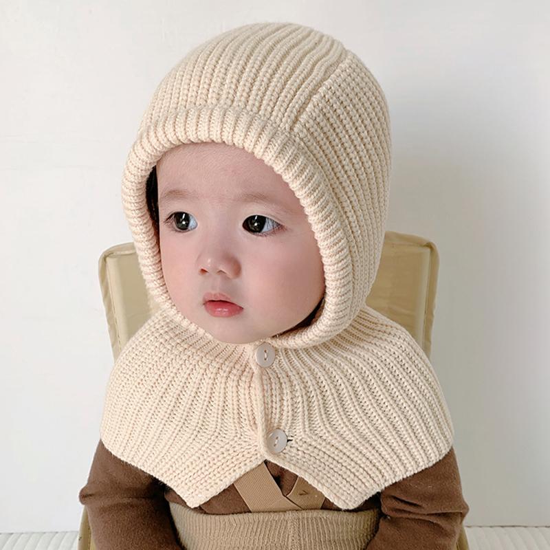 Autumn And Winter  Solid Color Warm Ear Protection Baby Hat Solid Color Windproof Children'S Wool Knitted Hat