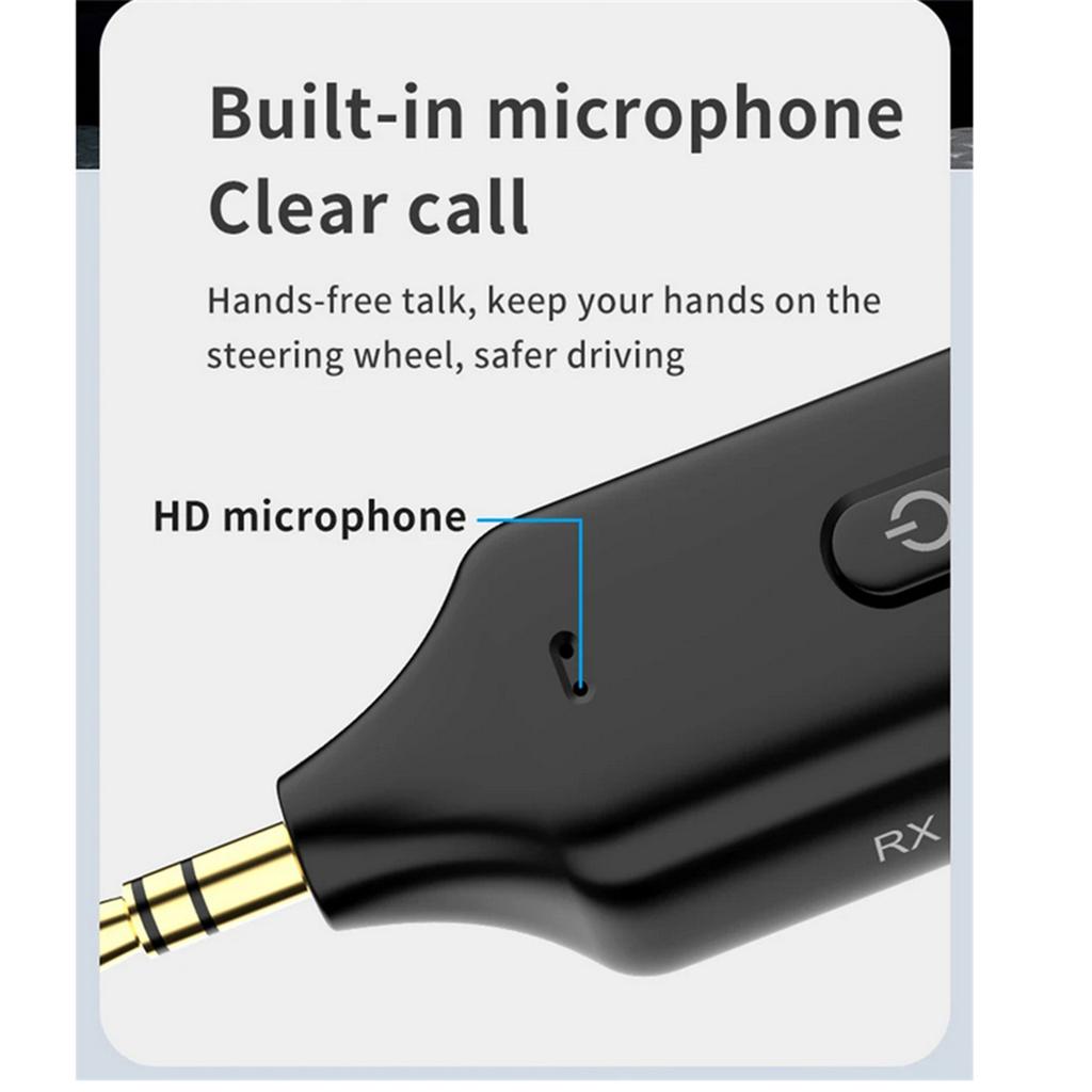 Car Audio Adapter Transmitter Music Receiver Wireless Extender Speaker With Built-In Microphone Hand Free Calling 3.5MM Port