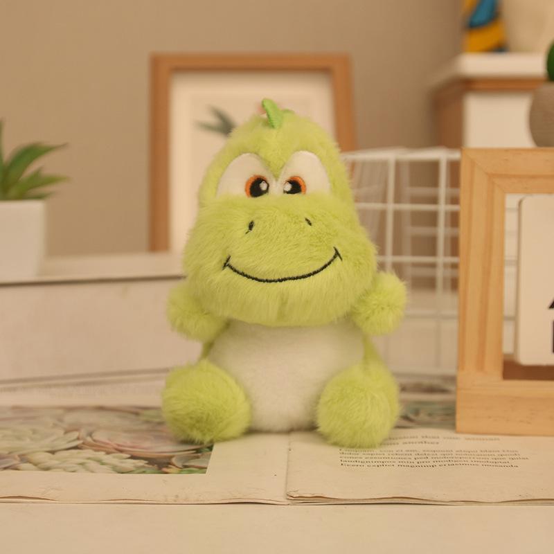 

Plush toy new pendant happy dinosaur doll keychain animal doll birthday gift 4 inch [Single Braided Rope]