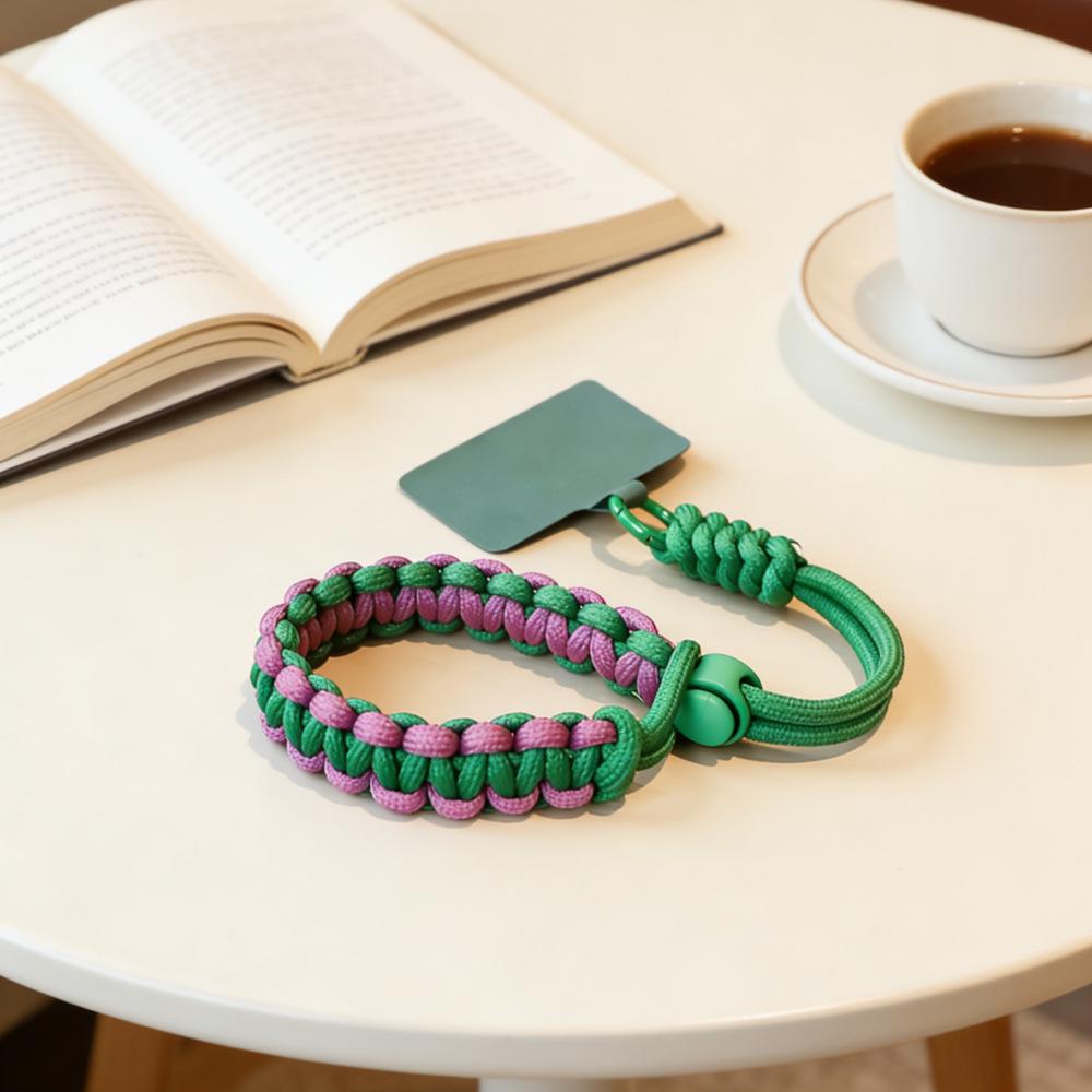 Adjustable Braided Phone and Camera Strap with Colorful Wrist Lanyard & Keychain