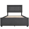 Bed Frame with LED Lighting and 2 Drawers, Single Upholstered Bed 90x200cm, Height-Adjustable Headboard, Wooden Slatted Frame, Grey (Without Mattress)