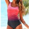 Gradient Print Plus Size One-Piece Bikini: Sexy Backless European & American Style