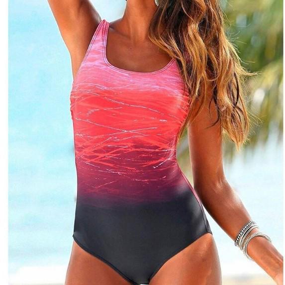 Gradient Print Plus Size One-Piece Bikini: Sexy Backless European & American Style