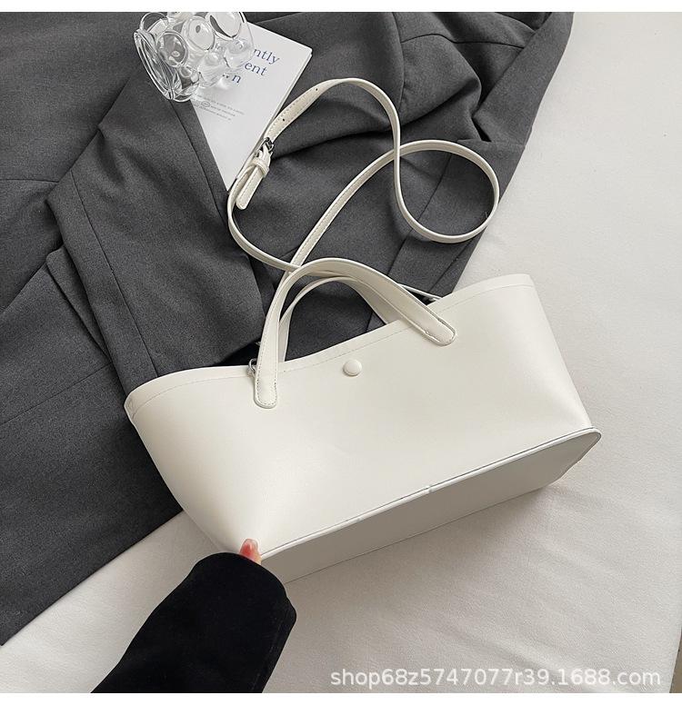 

Niche simple hand-held bucket bag 2025 new Korean fashion shoulder bag high-end crossbody mother-in-law bag белый