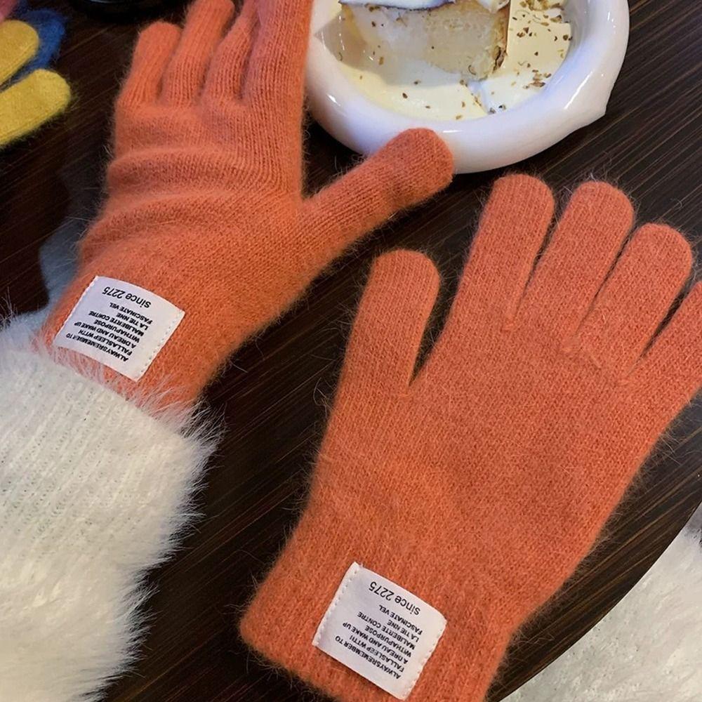 Warm Knitted Gloves Thickened Electric Vehicle Gloves Simple Riding Finger Gloves  Winter