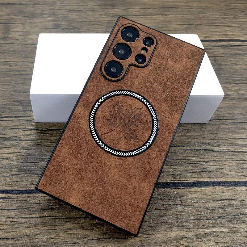 Pro Magsafe Kožené Nárazuvzdorné Pouzdra na Telefon Pro Samsung Galaxy S21 S22 S23 S24 S25 Note 20 Ultra Magnetický Kryt pro Bezdrátové Nabíjení