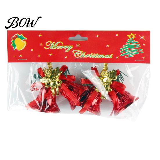 Eye-catching Christmas Decor Bell Ornament with Red Ribbon Bow, Small Jingle Durable Plastic Base Tree Hanging Decoration for Tree, Garland,