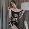 Sexy suspender one-piece jacquard open-file hip skirt net suit for women