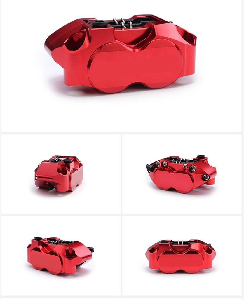 Brake Caliper Front Rear Disc Master Cylinder Adapter 4 Piston 82mm Mounting Red