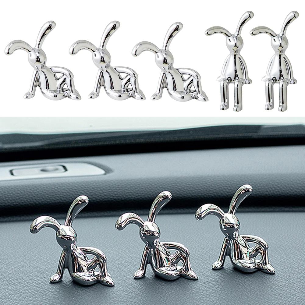 1-6PCS Rabbit Animal Decor Modern Style Cartoon Bunny Sculptures Silver Nordic Rabbit Statue Living Room Decoration