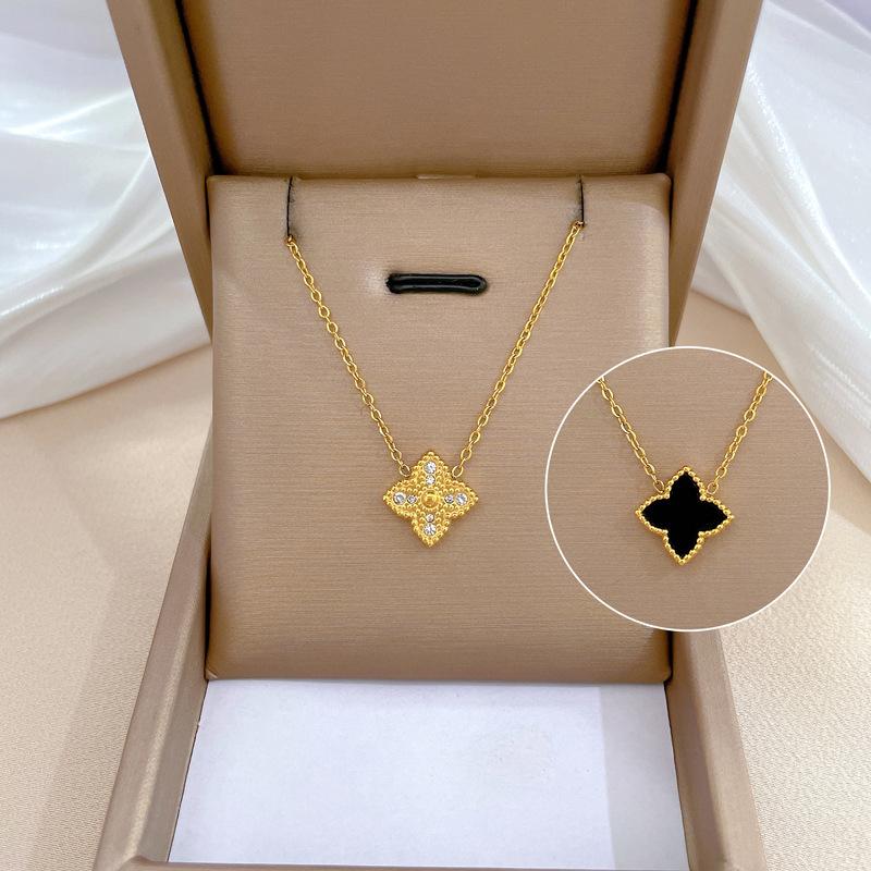 Popular Element Personality Minimalist Wind Furnace Real Gold Necklace Female Collarbone Chain