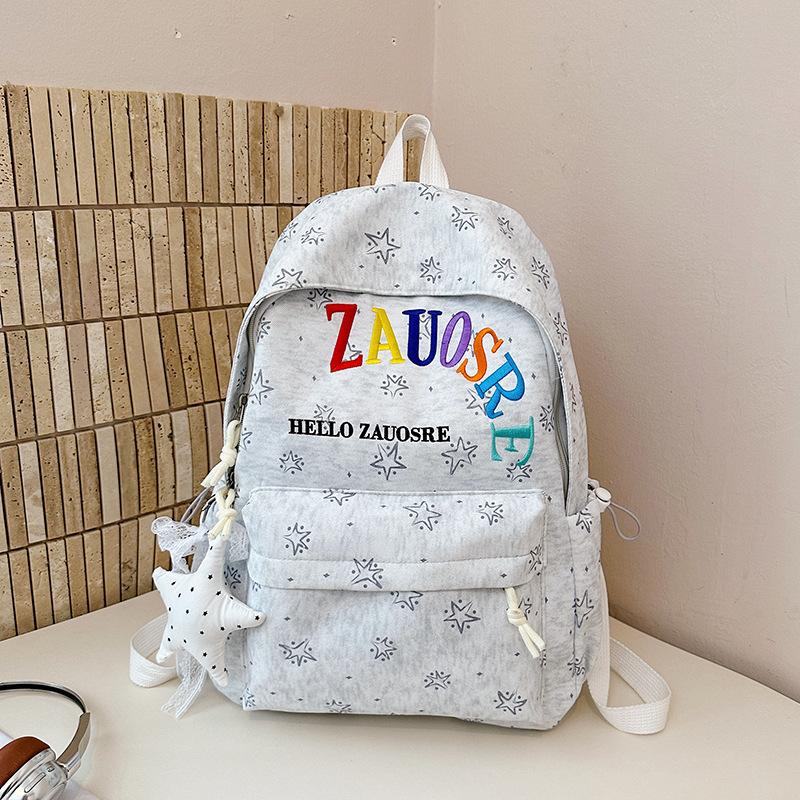 Schoolbag new American retro backpack female embroidery letter simple travel backpack male junior high school high school student schoolbag female