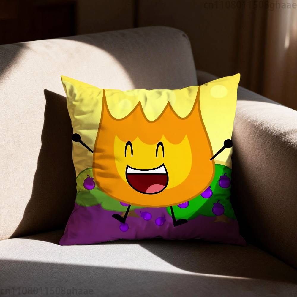 Funny Anime BFDI Pillow Case Antidustmite Pillowcase Invisible Zipper Silky Short Plush Sofa Cushion Cover