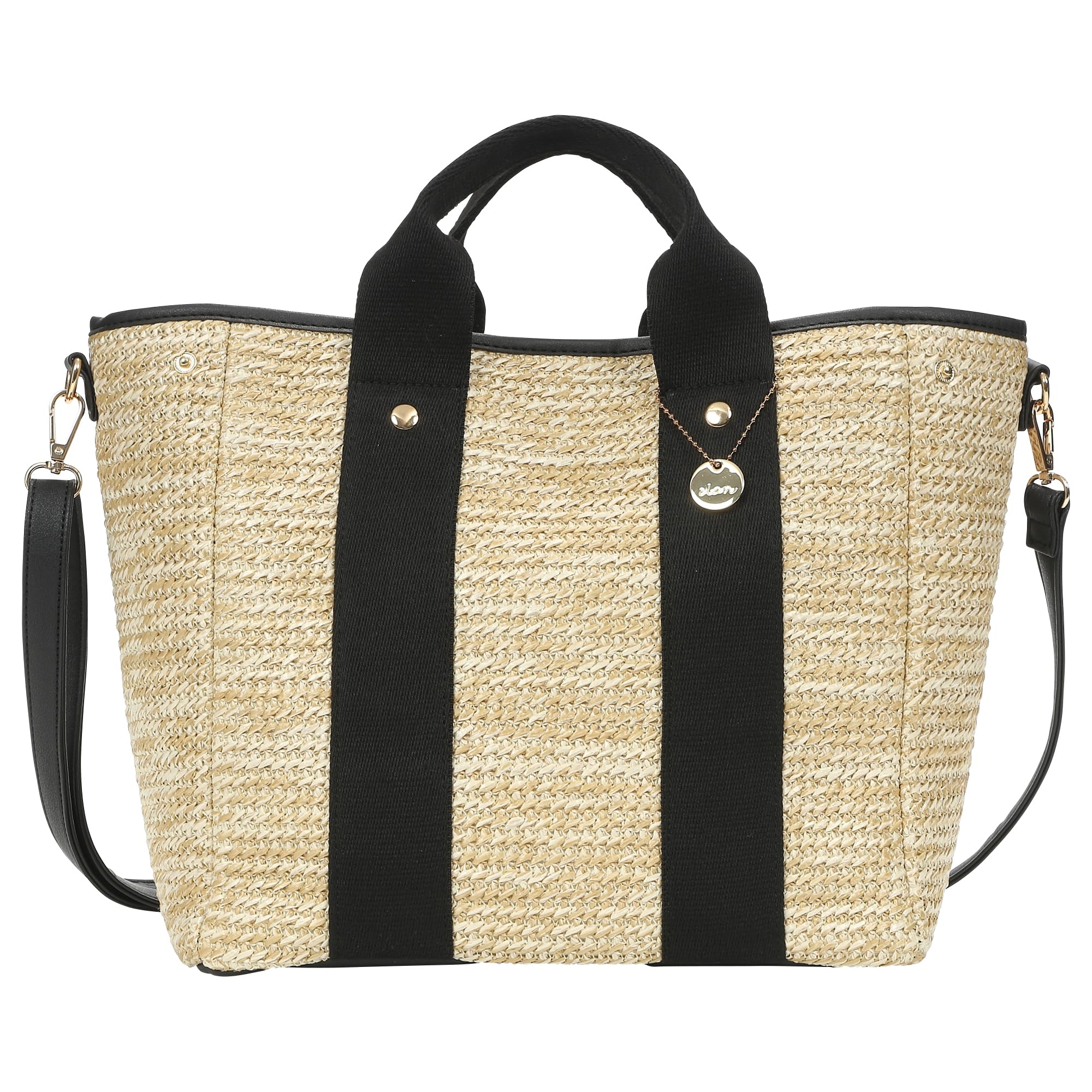 

Basket Tape Tote Large Elegant x [Clan] Women s Bag, Handle, 2-way Bag, Large, A4, Capacity, Shoulder, Adult, (Beige Black)