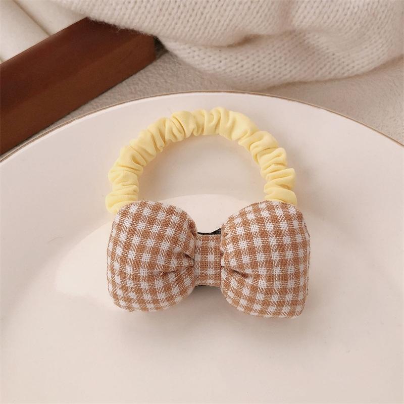 Fabric Plaid Bow Children Hair Scrunchies Sponge Cloth Sweet Bownot Hairbands Korean Princess Girls Kids Elastic Rubber Bands