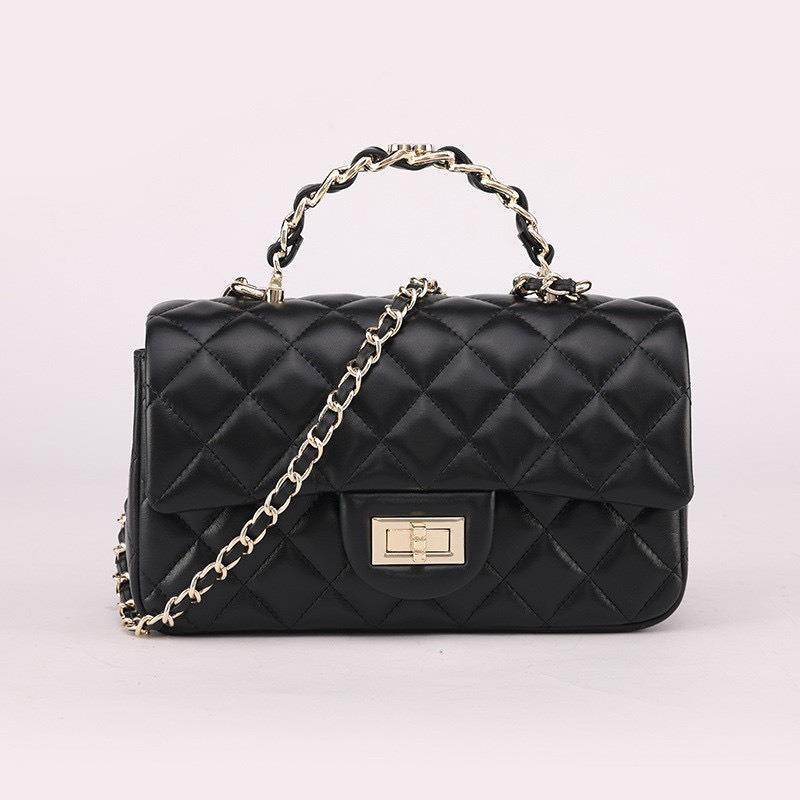 

Leather rhombus chain bag women s shoulder messenger bag women s handbag niche bag light luxury small square bag 20*8*18cm чорний