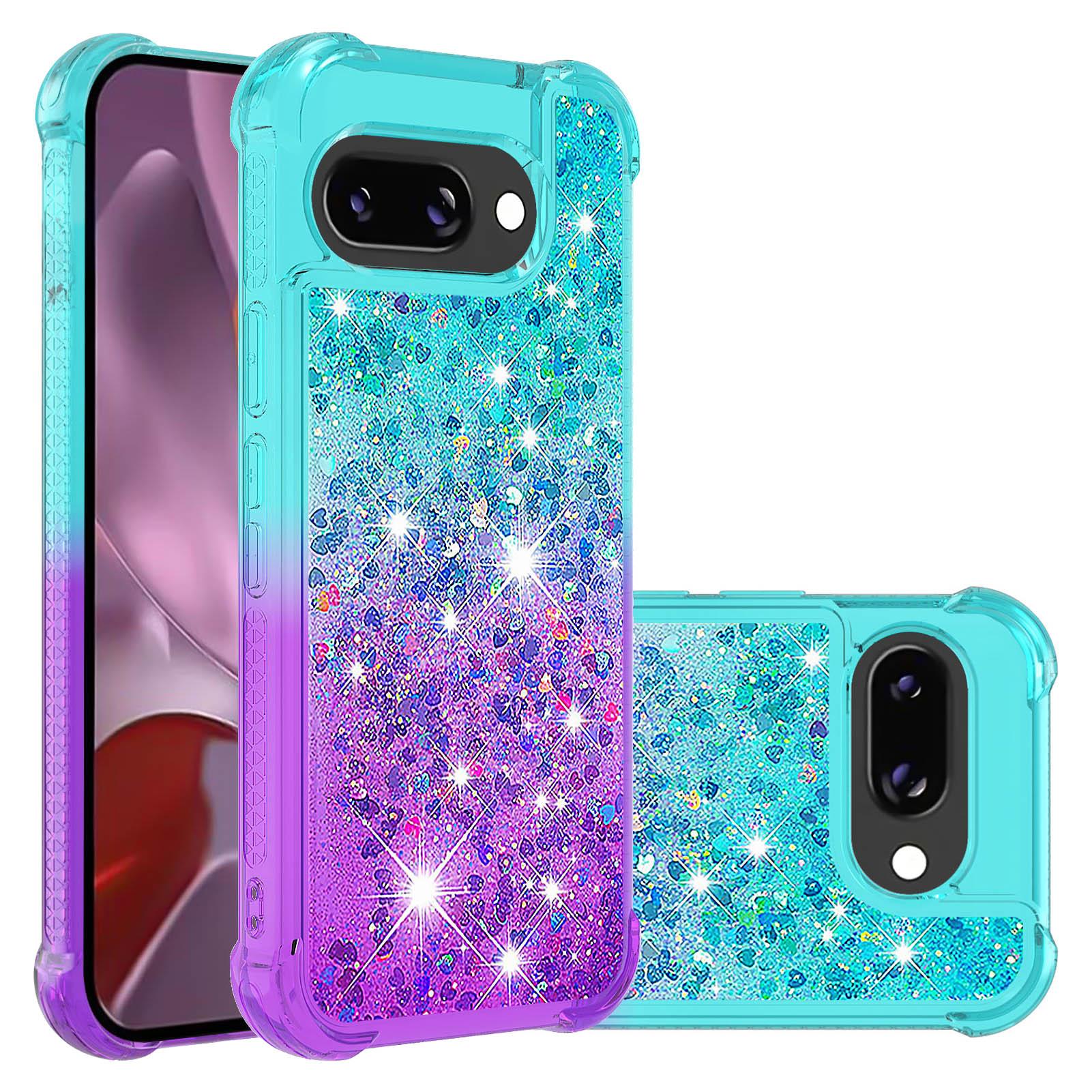 

Для Google Pixel 9a ТПУ чехол Градиентный зыбучий песок Задняя крышка телефона Sky Blue+Purple