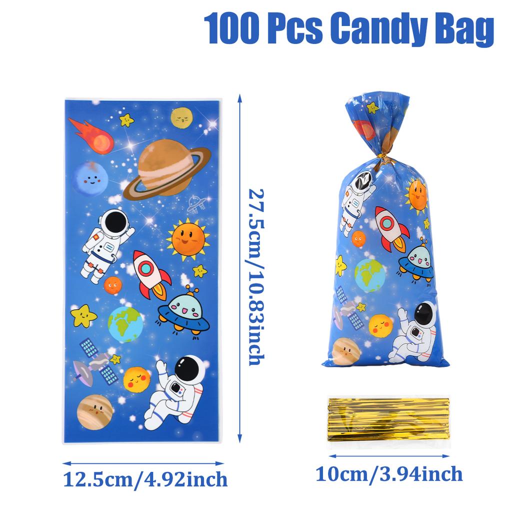 Space-Themed Plastic Gift Bags Disposable Birthday Party Decoration Kids Boy Wedding Birthday Party Supplies Favors Baby Shower