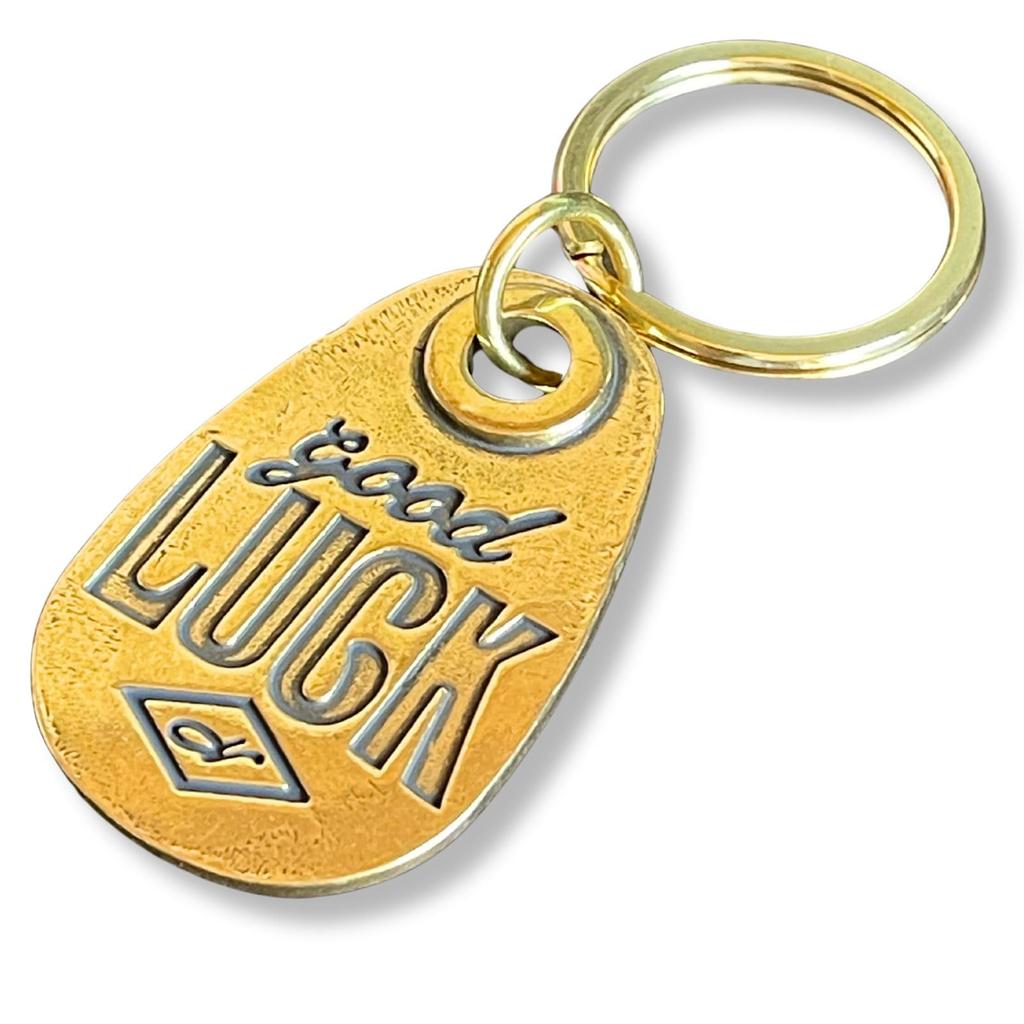 Keychain Key Ring Good Luck American American Casual Goods Accessories Tag Luck Lucky Item Charm Brass GOOD LUCK Black [Dea Bona]