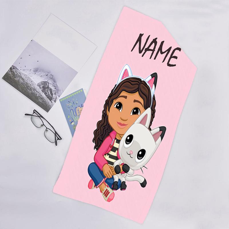 1pc Gaby's Bubble House3 Beach Towel with Custom Name, Beach/Swimming/Bath/Picnic/Camping Towel, Suitable for Seaside Beaches