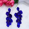 Exaggerate Long Petal Tassel Dangle Earrings for Women Wedding Party Red Blue Temperament Big Drop Earrings Trendy Jewelry Gift
