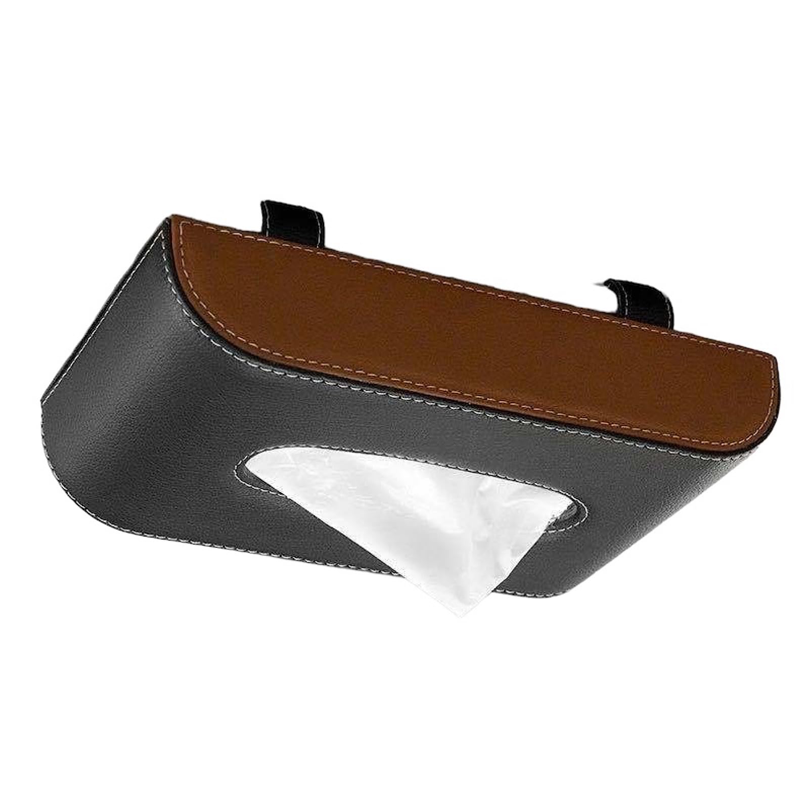 

REMDY Car Tissue Sun Easy Compact and Car PU Leather Black x Brown Holder, Visor, One-Touch Installation, Hanging, Slim, Storage, Case,