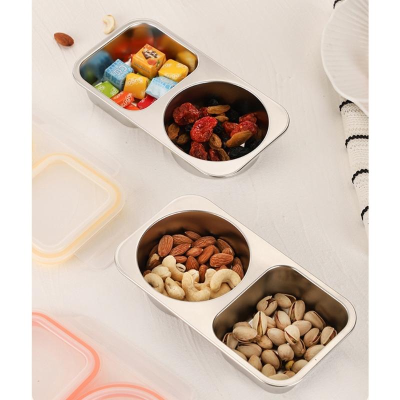 Stainless Steel Meal Preparation Container Double Compartments Lunch Holder For Offices Commutes And Outdoor Activity